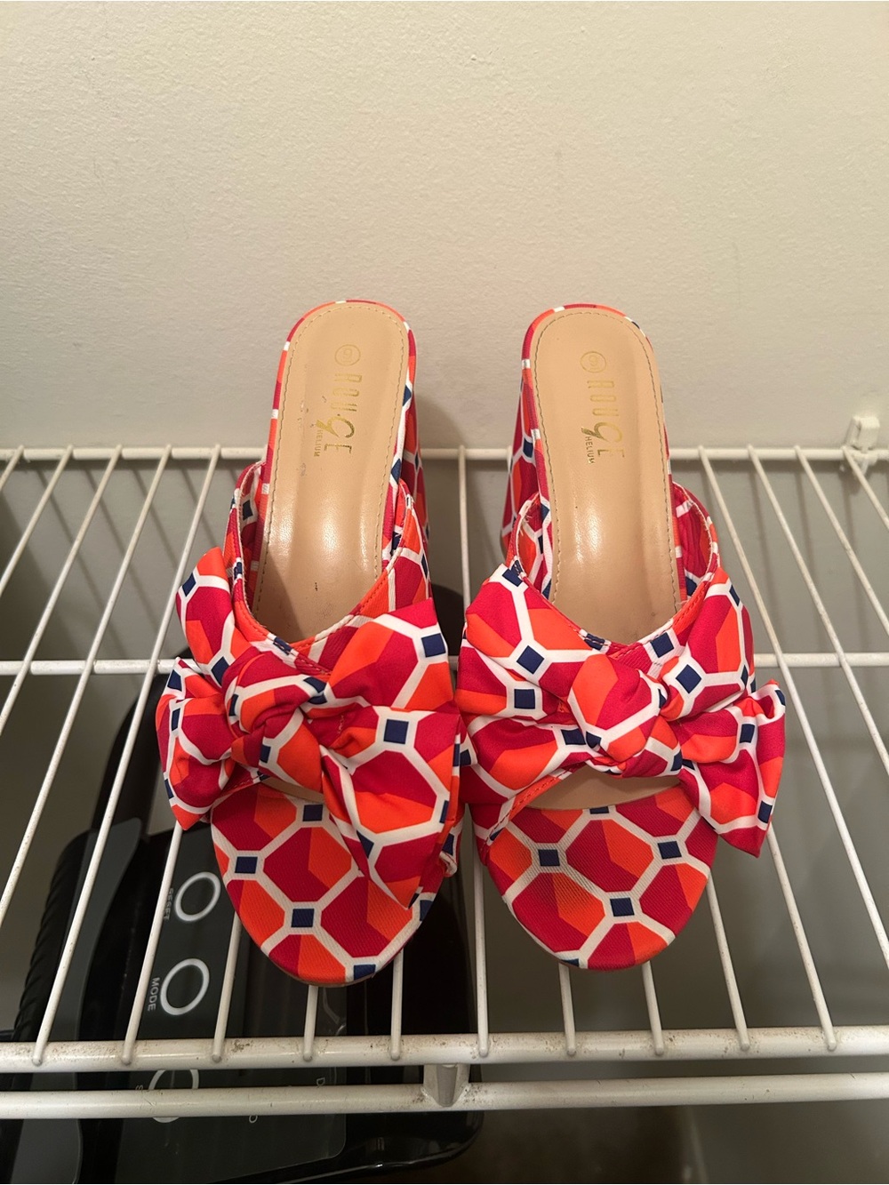 Bright Red Geometric Knot Slide Sandals - Unlabeled Brand